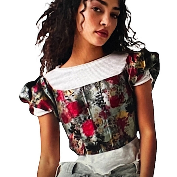 Free People Women’s “Bali Carousel” Corset Off-the-shoulder Top XSmall - Picture 2 of 14